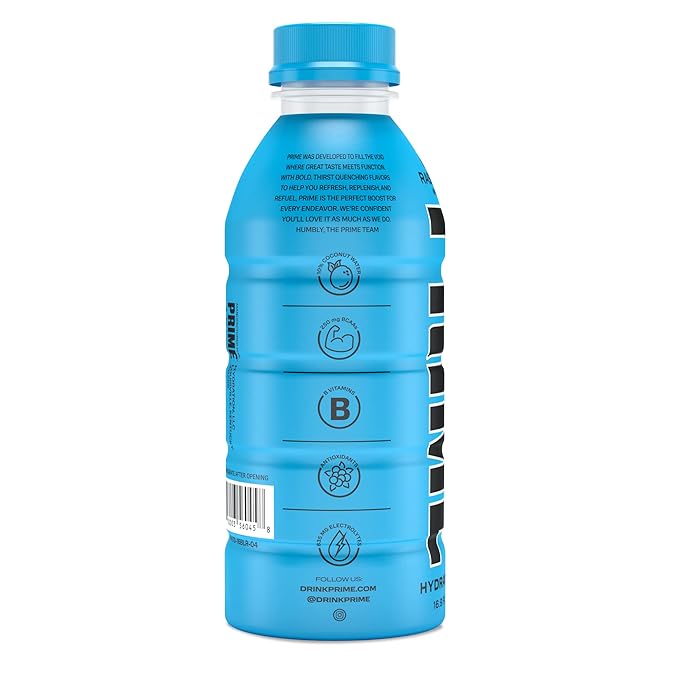 PRIME Hydration BLUE RASPBERRY, Sports Drinks, Electrolyte Enhanced for Replenishing Fluids, 250mg