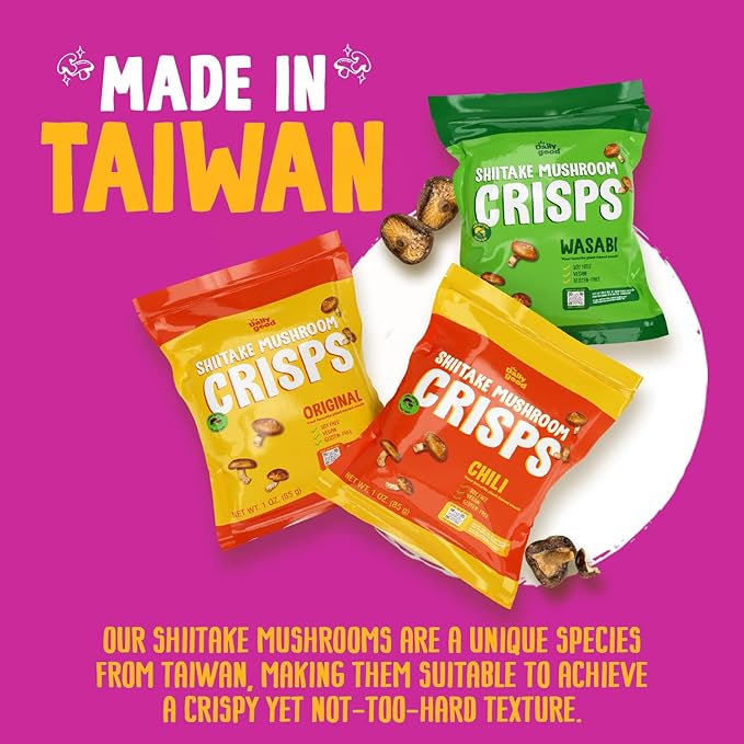 The Daily Good Shiitake Mushroom Crisps -3-Pack Mushroom Chips, Gluten-Free Mushroom Snack