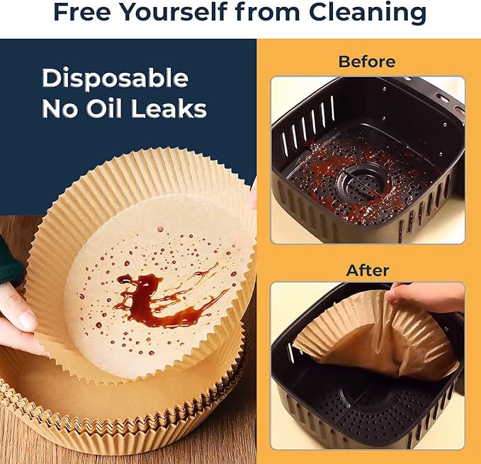Air Fryer Disposable Paper Liner- 100 Pcs Non Stick Parchment Paper Liner for Air Fryer - Lodgisity