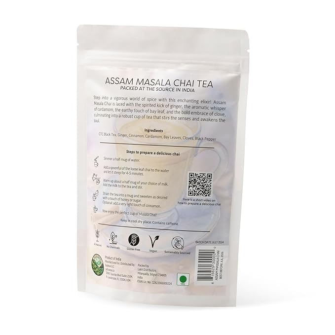 Sattva Tea Co | Assam Masala Chai | 200g/7oz Loose Leaf (Makes 40+ Cups) | Spiced Chai Tea Blend