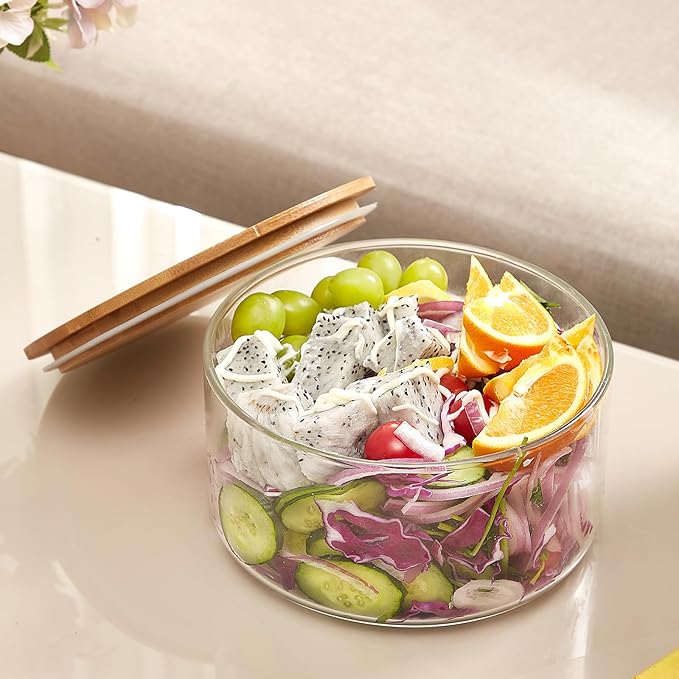 104oz Large Glass Trifle Bowl with Lid, Modern Design Clear Glass Round Dessert Centerpiece Serving