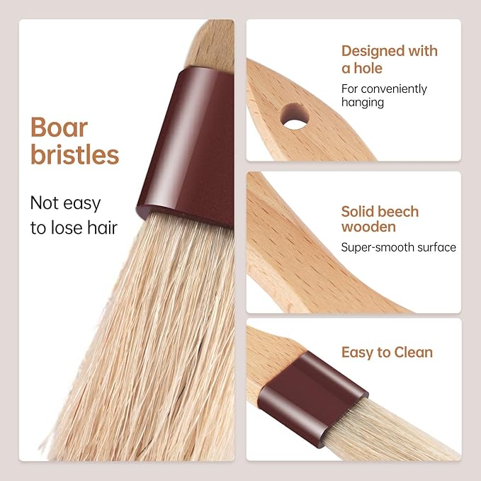 Pastry Brushes for Baking Basting Brush with Boar Bristles and Beech Hardwood Handles Culinary Oil