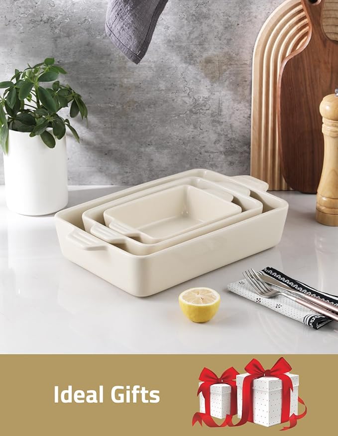 Sweejar Ceramic Bakeware Set, Rectangular Baking Dish for Oven Lasagna Pans for Cooking, Kitchen