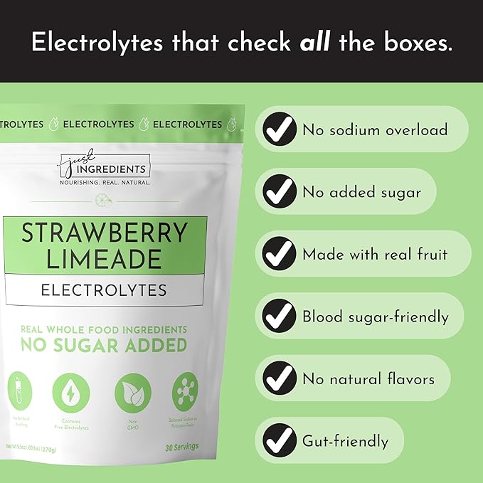 Strawberry Limeade Electrolytes ??30 Serving Bag ??Clean Hydration Drink Mix with Essential