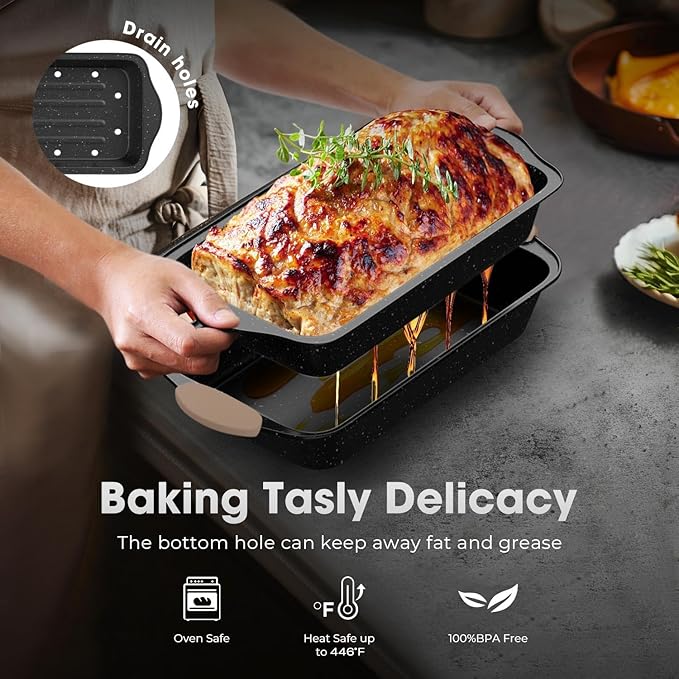 11-Piece Baking Pans Set, Nonstick Bakeware Sets, Oven Pans for Baking with Silicone Handles