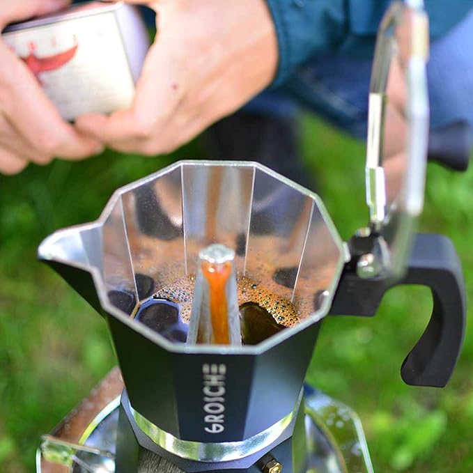 GROSCHE Milano Stovetop Espresso Maker Moka Pot 9 espresso Cup, 15.2 oz, Black. Cuban Coffee Maker