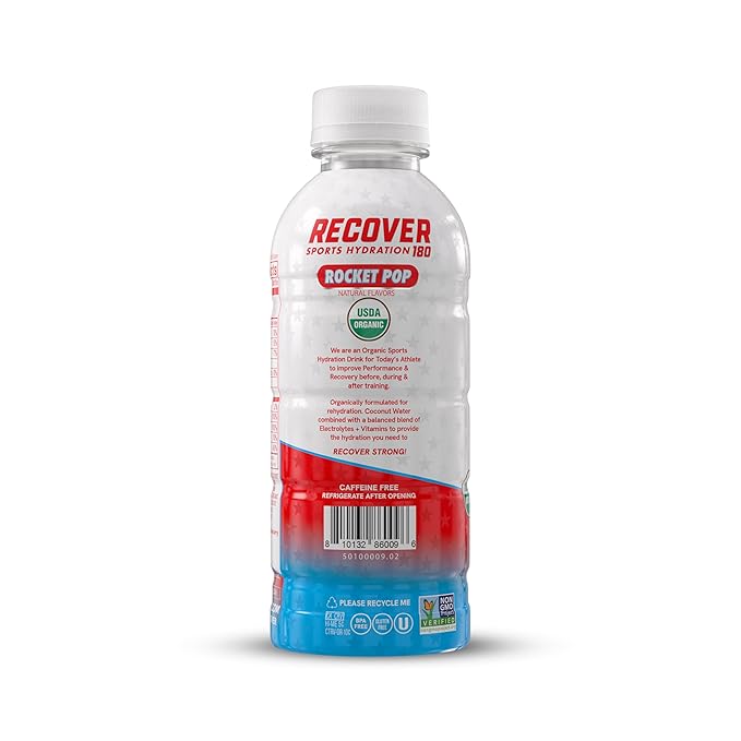 RECOVER 180 Organic Sports Hydration Drink, No Sugar Added, 20 Calorie Sports Beverage, Organic