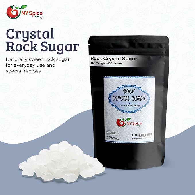 NY SPICE SHOP Rock Sugar ??1 Pound Bag Whole Rocks Candy Sugar Crystals ??Rock Candy ??Rock Sugar