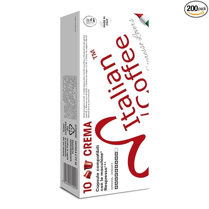 Italian Coffee for Espresso Lovers capsules compatible with Nespresso Original Line machines (Crema