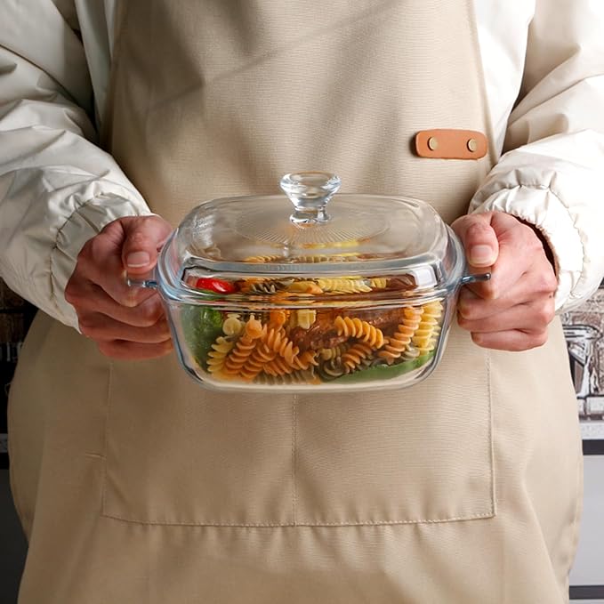 NUTRIUPS Small Glass Casserole Dish with Lid Oven Safe Square Casserole Dish 6.8 Inches Microwave