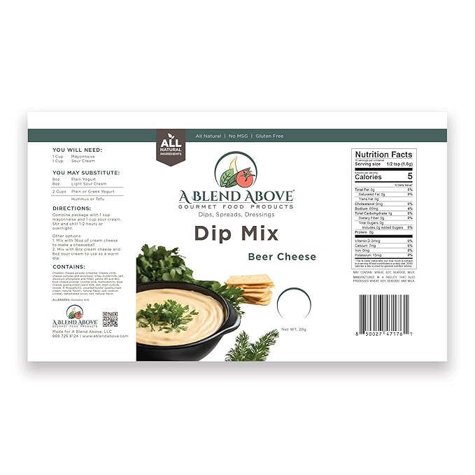 A Blend Above Beer Cheese Dip Mix, 1oz, (3 Pack), Gluten-Free, No MSG, All Natural, No