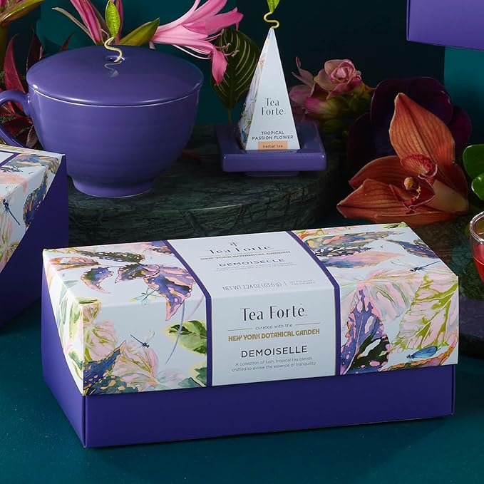 Tea Forte Demoiselle Premium Tea Presentation Box Tea Gift Sampler, 20 Count, 2 of Each Variety