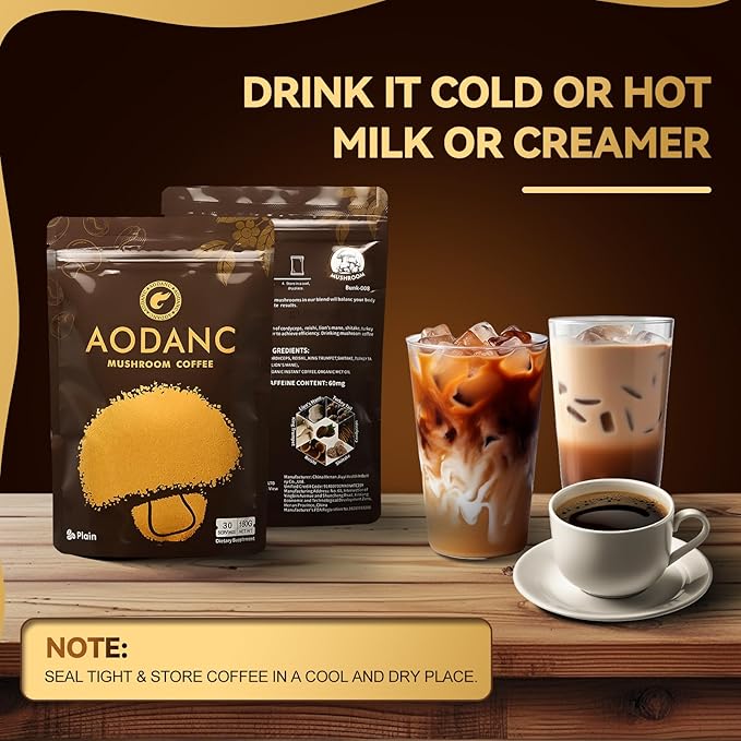 Mushroom Coffee is Produced in a US FDA-Registered Factory Mushroom Blend Instant Coffee for Energy