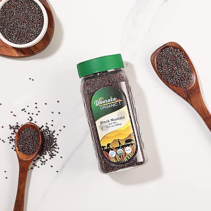 Dwaraka Organic - Black Mustard Seeds, 10.5oz, Healthy, Organic, Non GMO, All Natural