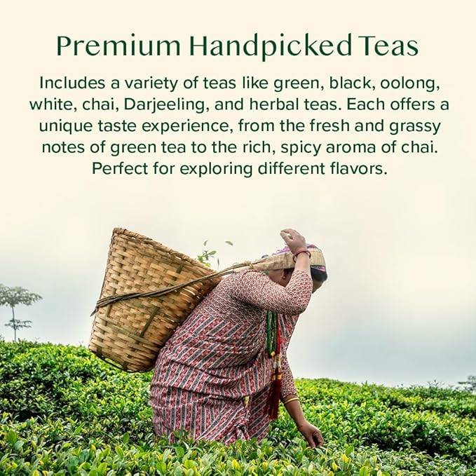 VAHDAM, World Top 20 Tea Sampler - Black, Green, Chai, Herbal & More | Assorted Loose Leaf Gift Set