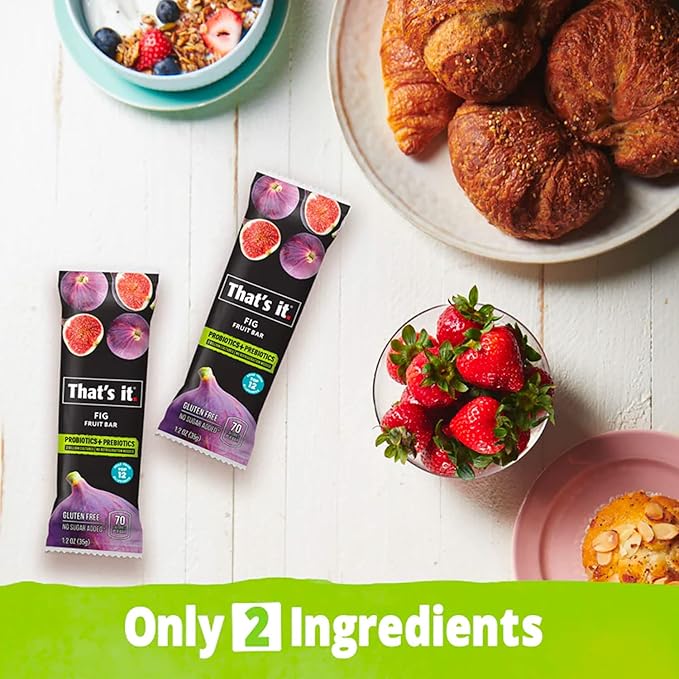 That's it. Fig Probiotic Fruit Bar Pack,. Just Real Fruit + Probiotics, 70 Calories Per Bar, All