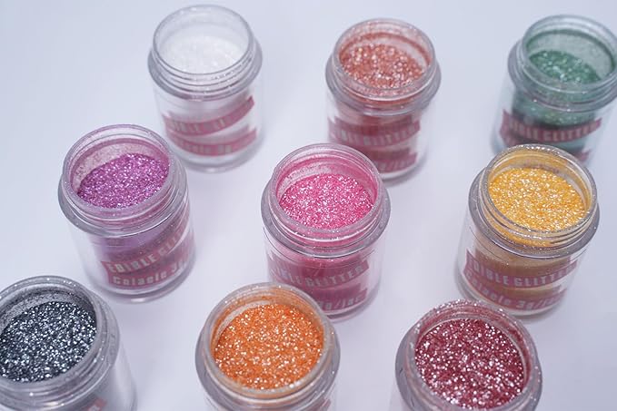 Edible Glitter for Cakes Drinks Luster Dust Set - Colaele 10 Colors Shimmering Disco Glitter Food
