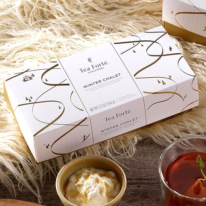 Tea Forte Winter Chalet Petite Presentation Box Tea Gift Set Sampler, 10 Count, 2 of Each Variety