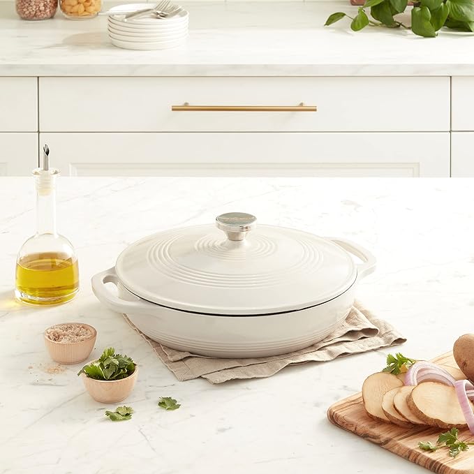 Lodge 3.6 Quart Enameled Cast Iron Oval Casserole With Lid??Dual Handles ??Oven Safe up to 500ì§?F