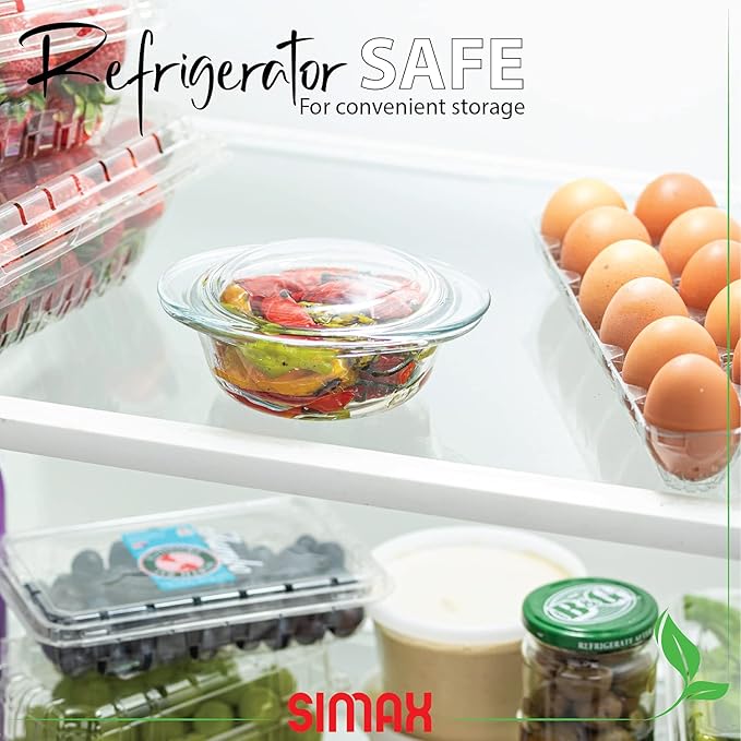Simax Casserole Dish with Lid, MINI Glass Casserole Dish, Holds 6.4 Oz (0.2 Quarts), Oven to Table