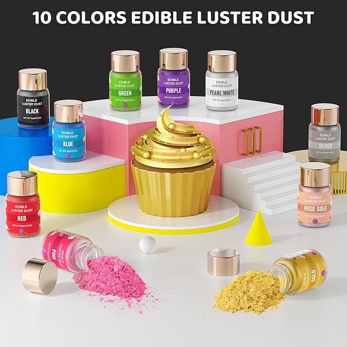 Luster Dust Edible - 15 Grams Food Grade Cake Dust Shimmer Powdered, Cherrysea Powder Luster Dust