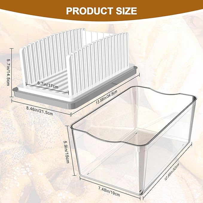 Upgrade Bread Slicer for Homemade Bread with Bread Box, Bread Slicing Guide Adjustable Width