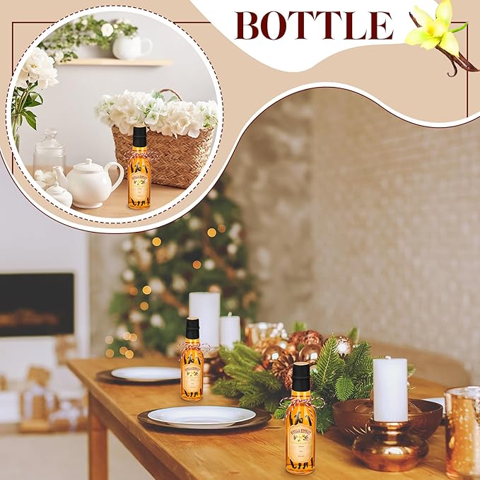 Tioncy 16 Pcs Vanilla Extract Bottles for Homemade Vanilla Jar Glass Bottle with Cap, Shrink Band