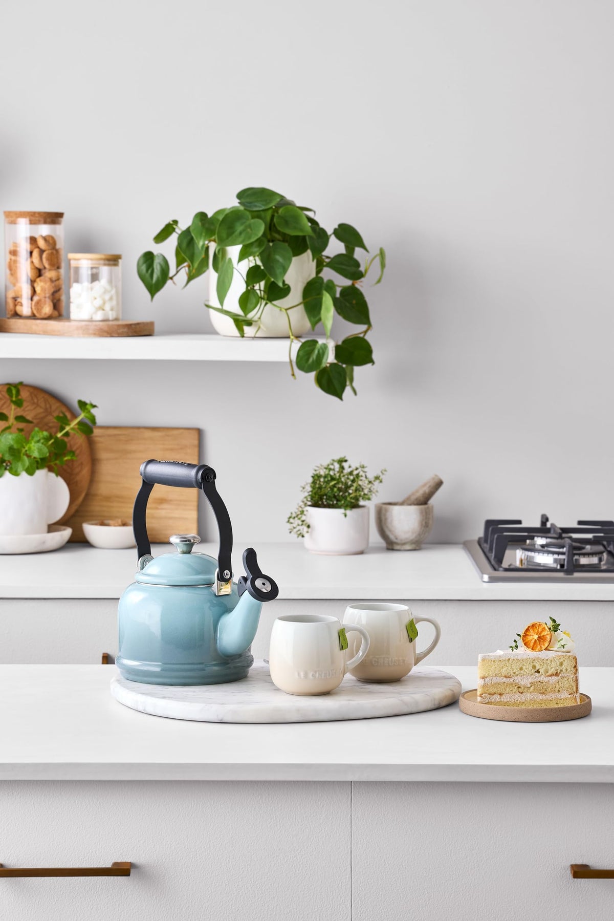 Le Creuset Enamel On Steel Demi Tea Kettle, 1.25 qt., Sea Salt