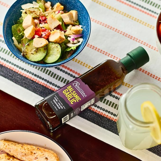 Benissimo Balsamic Garlic Herb Infused Oil & Vinegar Blend, All Natural Gourmet Blend with Bold
