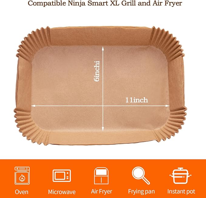 Air Fryer Liners For Ninja Foodi XL Smart FG551 6-in-1 Indoor Grill,100PCS Rectangular Air Fryer