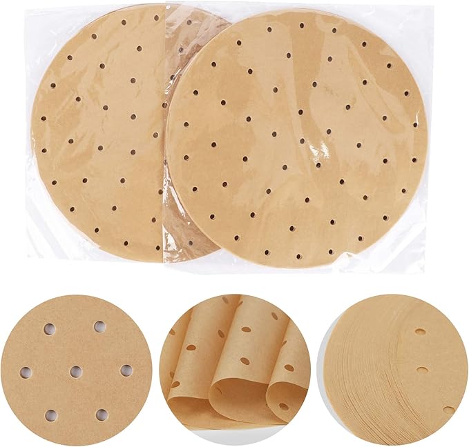 Beasea Air Fryer Round Liners - 12 Inch, 200pcs Unbleached Parchment Paper for Air Fryer and