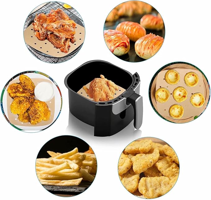 Air Fryer Parchment Paper Liners: 200PCS 8.5 inch Square Perforated parchment paper for Air Fryer
