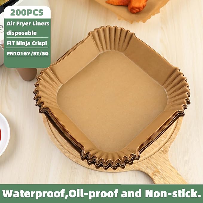 200PCS Air Fryer Liners Disposable for Ninja Crispi FN101GY/ST/SG,LYHOLKEER Parchment Paper For