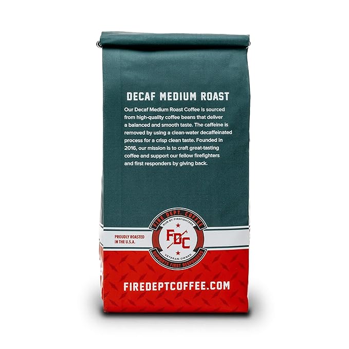 Fire Department Coffee - Gives Back to Firefighters - Premium Whole Bean Decaf Coffee - Roasted in
