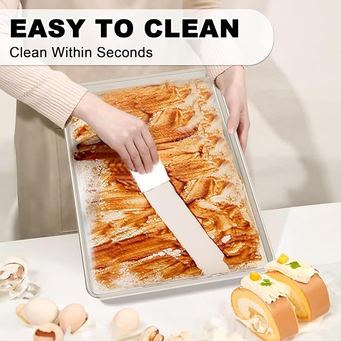 24 Inch Baking Sheet Pans with Rack Set, Natural Aluminum Cookie Sheet, Extra Large Commercial
