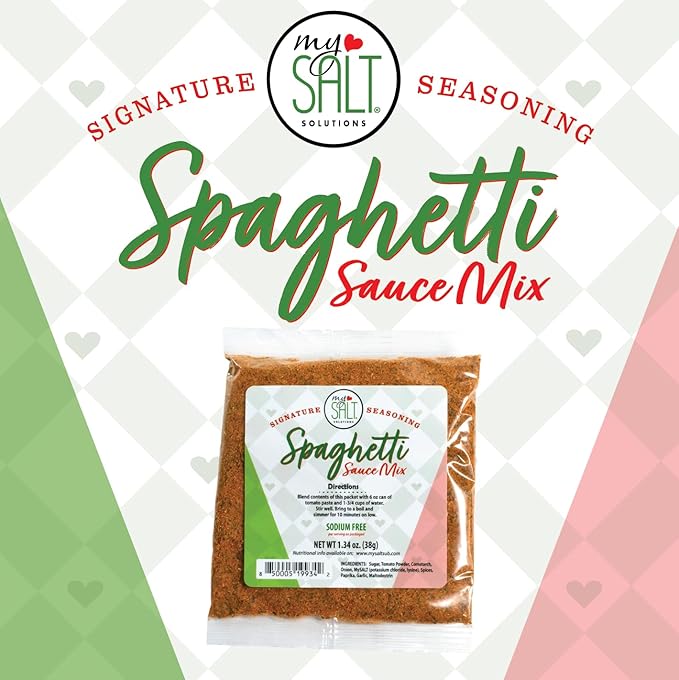 MySALT Spaghetti Sauce Mix 3 Pack – Sodium Free Seasoning for Classic Spaghetti Night – Easy Low