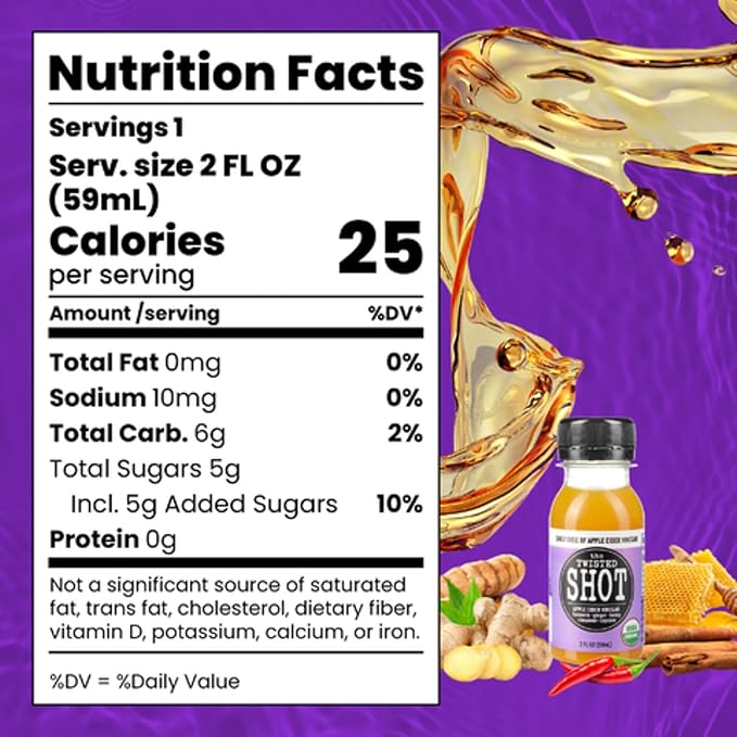 The Twisted Shot | Organic Apple Cider Vinegar Wellness Shots with Ginger, Turmeric, Honey