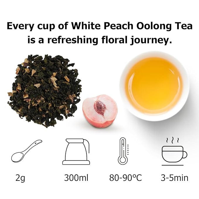 HANFANGLING White Peach Oolong Tea, Refreshing, Caffeine Alternative, Fresh Sweetness of White
