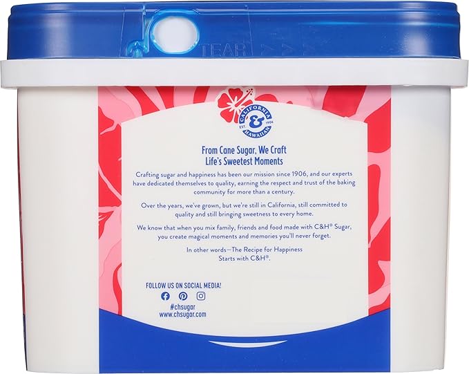 C&H® Granulated Sugar, 3.5 lb Easy-Baking Tub (Pack of 2) - Ideal for Family Baking, Desserts, and