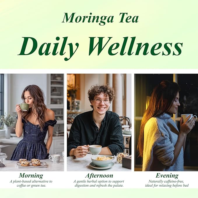 WT WEETEE Moringa Tea Bags 100 Count, 100% Pure Dried Moringa Leaves, Caffeine Free Nutrient-Dense