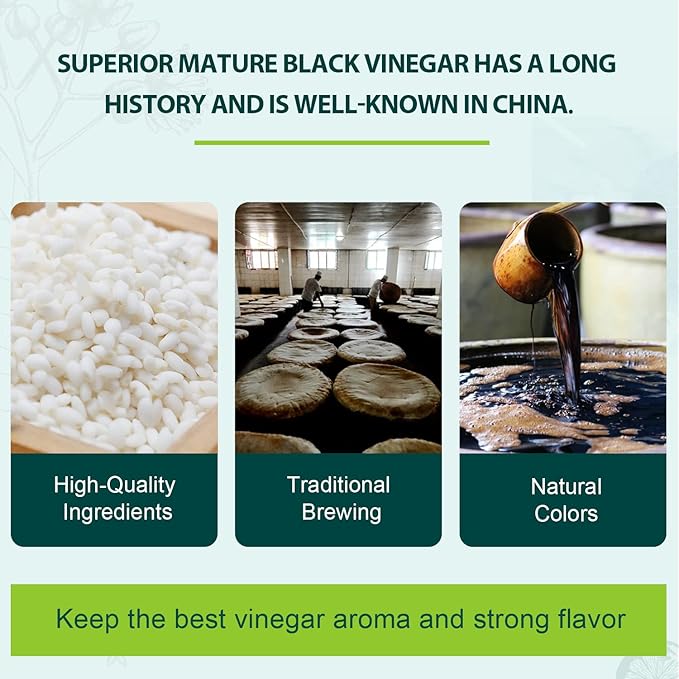 Soeos Chinkiang Vinegar 16.9 fl oz (Pack of 2), Zhenjiang Vinegar, Chinese Black Vinegar, Chinese