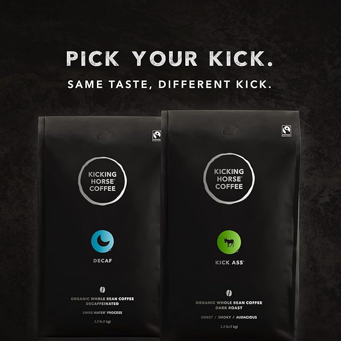 Kicking Horse Coffee Decaf, Swiss Water Process, Dark Roast, Whole Bean, Certified Organic
