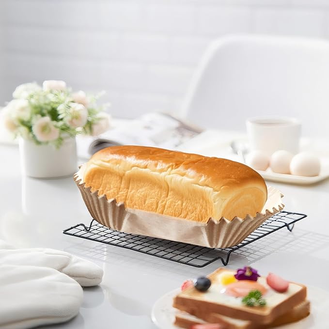 100 Pack 7.5 Inch Loaf Pan Liners, Non-Stick Cake Baking Sheets, Unbleached & Greaseproof Baking