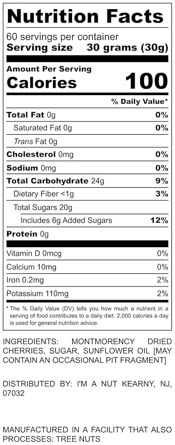 Dried Cherries 4 LB (64oz) Resealable Bag, Tart (Sour) Montmorency Variety - /sweetened