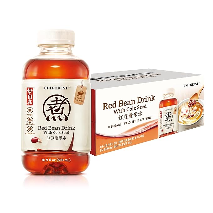 CHI FOREST Red Bean & Job's Tears Herbal Drink, Zero Sugar, Zero Fat, Zero Calories Beverage, 16.9