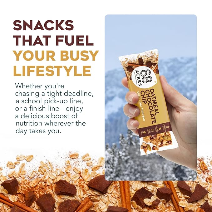 88 Acres Granola Bars | Oatmeal Chocolate Chip | Gluten Free, Nut-Free Oat and Seed Granola Bar |