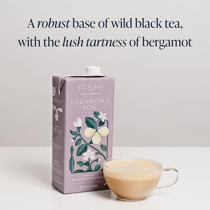 Rishi Tea London Fog Latte - Organic Black Tea Concentrate with Bergamot, Easy-to-Serve Hot or Iced
