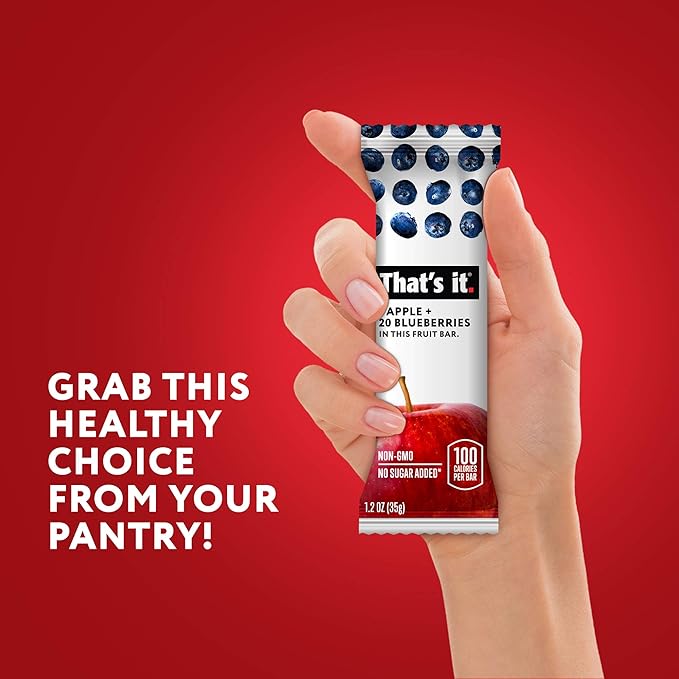 That's it. Apple + Blueberry 100% Natural Real Fruit Bar, Best High Fiber Vegan, Gluten Free