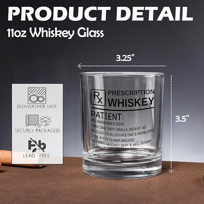 Funny Whiskey Glasses 10 oz, Funny Gag Gifts for Dad Men Boyfriend Husband, Old Fashioned Rocks