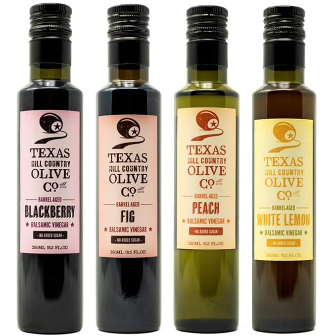 Balsamic Vinegar Combo Gift Set 4 Pack (250ml Each): Blackberry, Fig, Pear, White Lemon